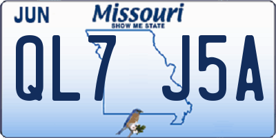 MO license plate QL7J5A