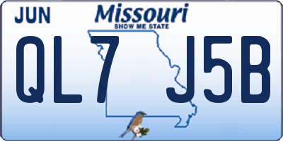 MO license plate QL7J5B