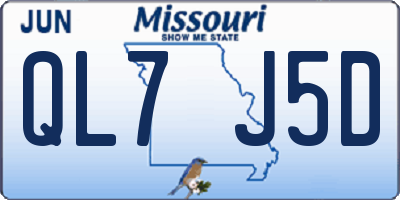 MO license plate QL7J5D