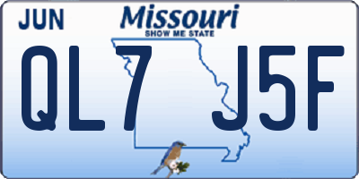 MO license plate QL7J5F