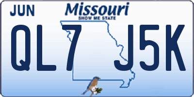 MO license plate QL7J5K