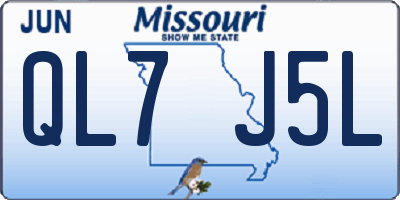 MO license plate QL7J5L