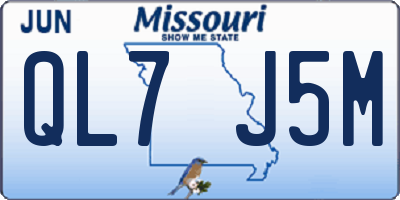 MO license plate QL7J5M