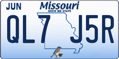 MO license plate QL7J5R