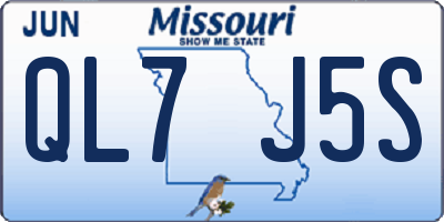 MO license plate QL7J5S