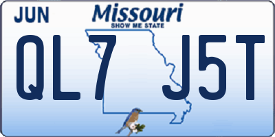 MO license plate QL7J5T