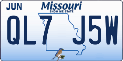 MO license plate QL7J5W