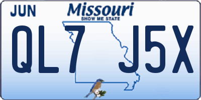 MO license plate QL7J5X