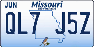 MO license plate QL7J5Z