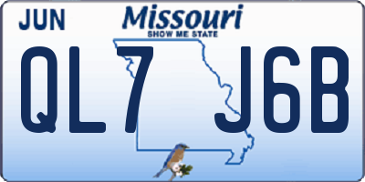 MO license plate QL7J6B