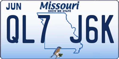 MO license plate QL7J6K