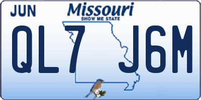 MO license plate QL7J6M