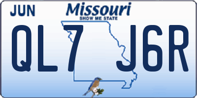 MO license plate QL7J6R
