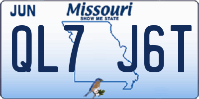 MO license plate QL7J6T