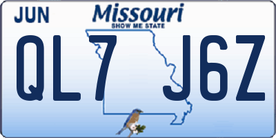 MO license plate QL7J6Z
