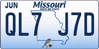 MO license plate QL7J7D