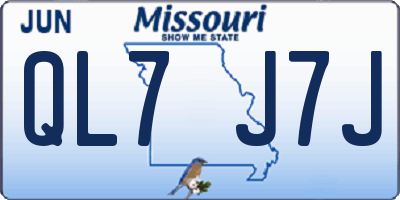 MO license plate QL7J7J