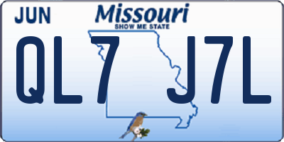 MO license plate QL7J7L