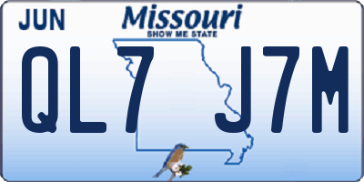 MO license plate QL7J7M