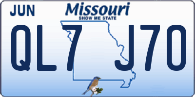 MO license plate QL7J7O