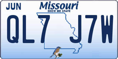 MO license plate QL7J7W