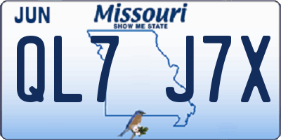 MO license plate QL7J7X