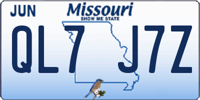 MO license plate QL7J7Z