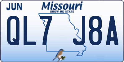 MO license plate QL7J8A