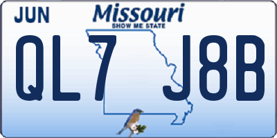 MO license plate QL7J8B