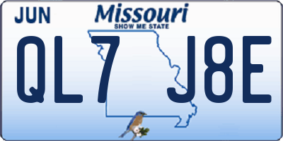 MO license plate QL7J8E