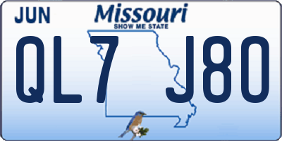 MO license plate QL7J8O