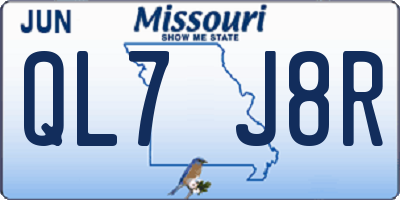 MO license plate QL7J8R