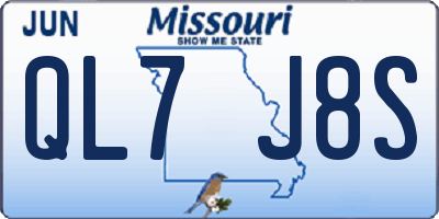MO license plate QL7J8S