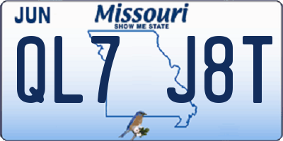 MO license plate QL7J8T