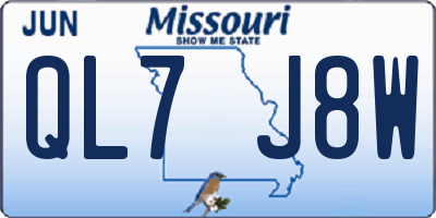 MO license plate QL7J8W