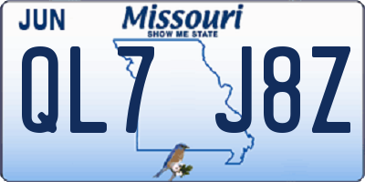 MO license plate QL7J8Z