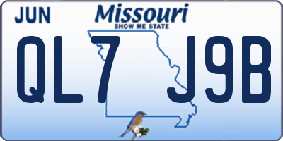 MO license plate QL7J9B