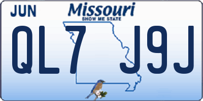 MO license plate QL7J9J