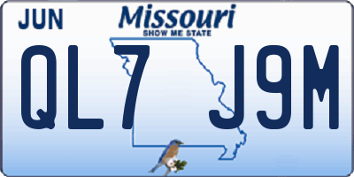 MO license plate QL7J9M