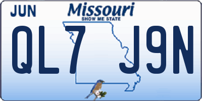 MO license plate QL7J9N