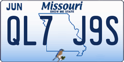MO license plate QL7J9S