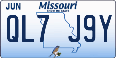 MO license plate QL7J9Y
