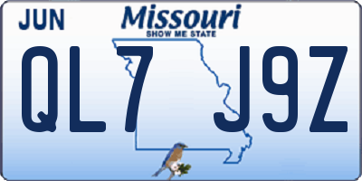 MO license plate QL7J9Z