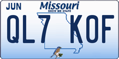 MO license plate QL7K0F