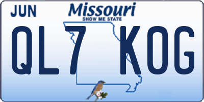 MO license plate QL7K0G