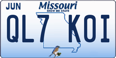 MO license plate QL7K0I