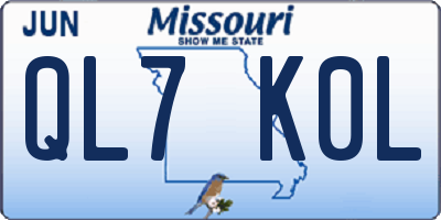 MO license plate QL7K0L