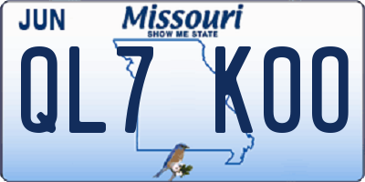 MO license plate QL7K0O