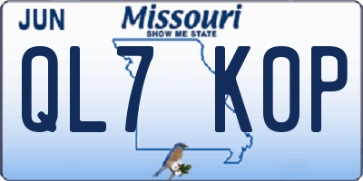 MO license plate QL7K0P