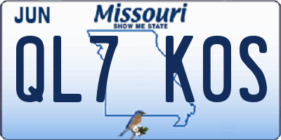 MO license plate QL7K0S